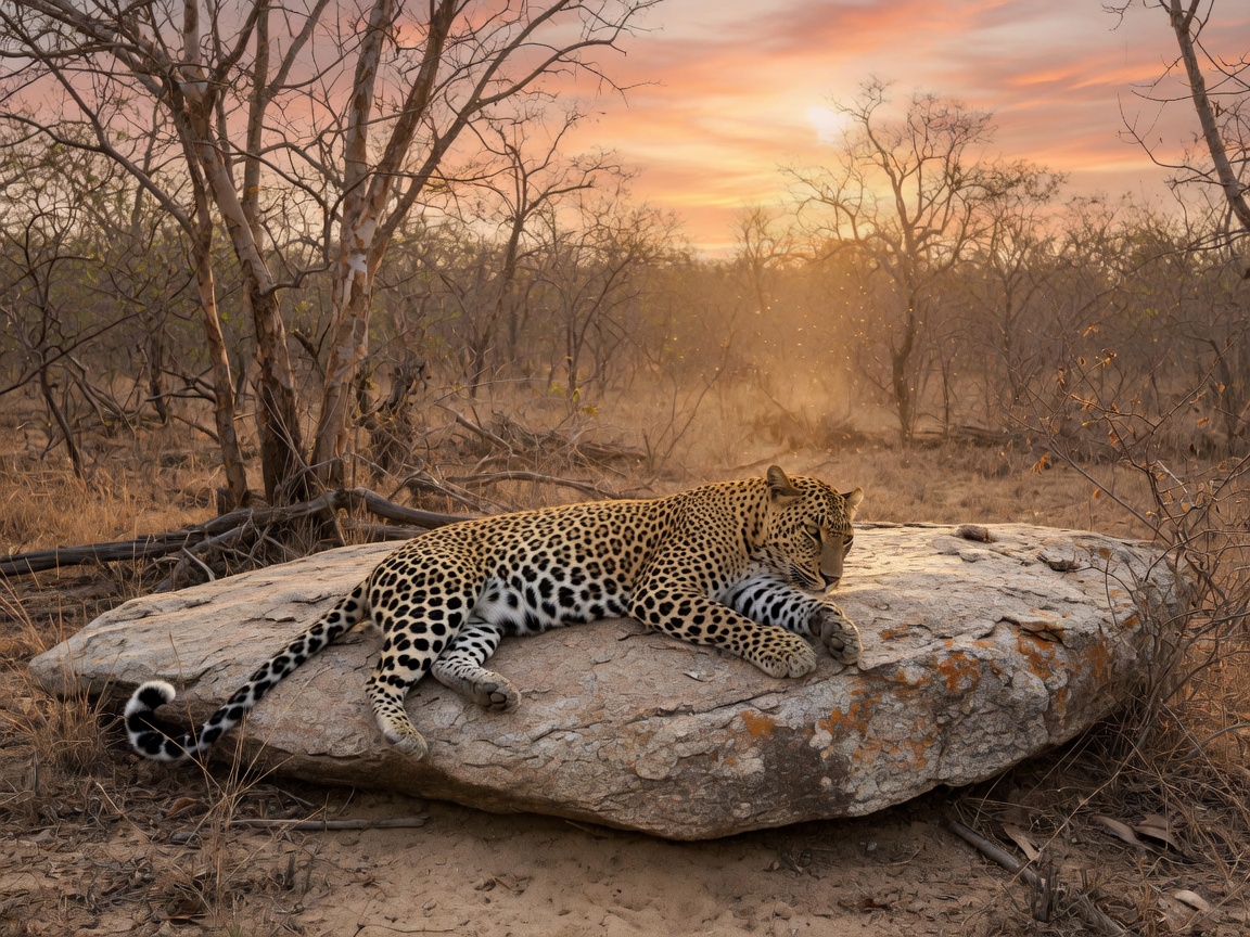 Leopard in dry forest