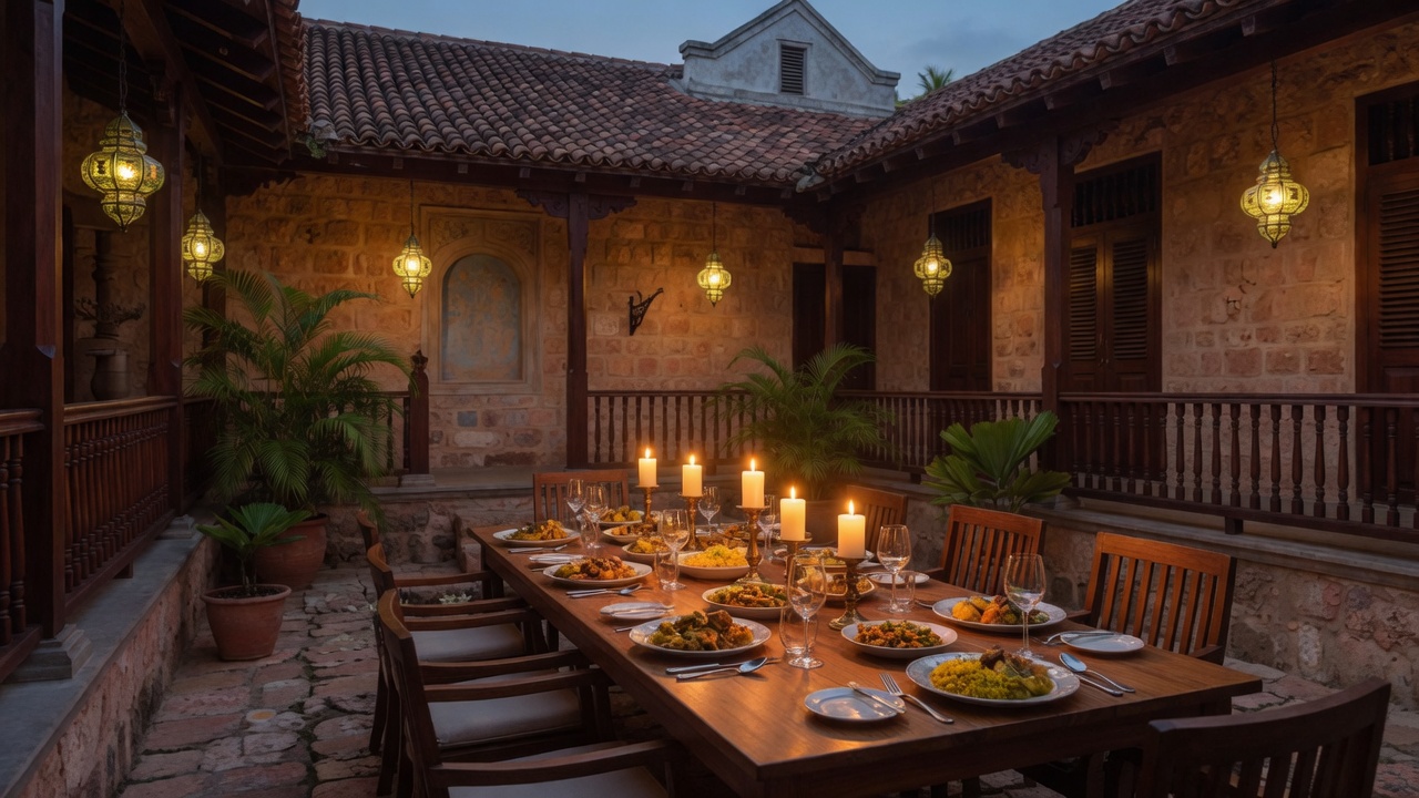 Candlelit dining veranda
