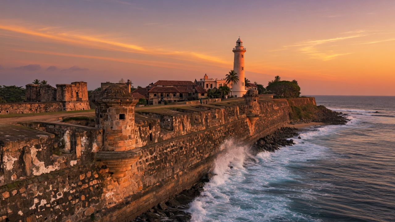 Galle Fort ramparts at sunset