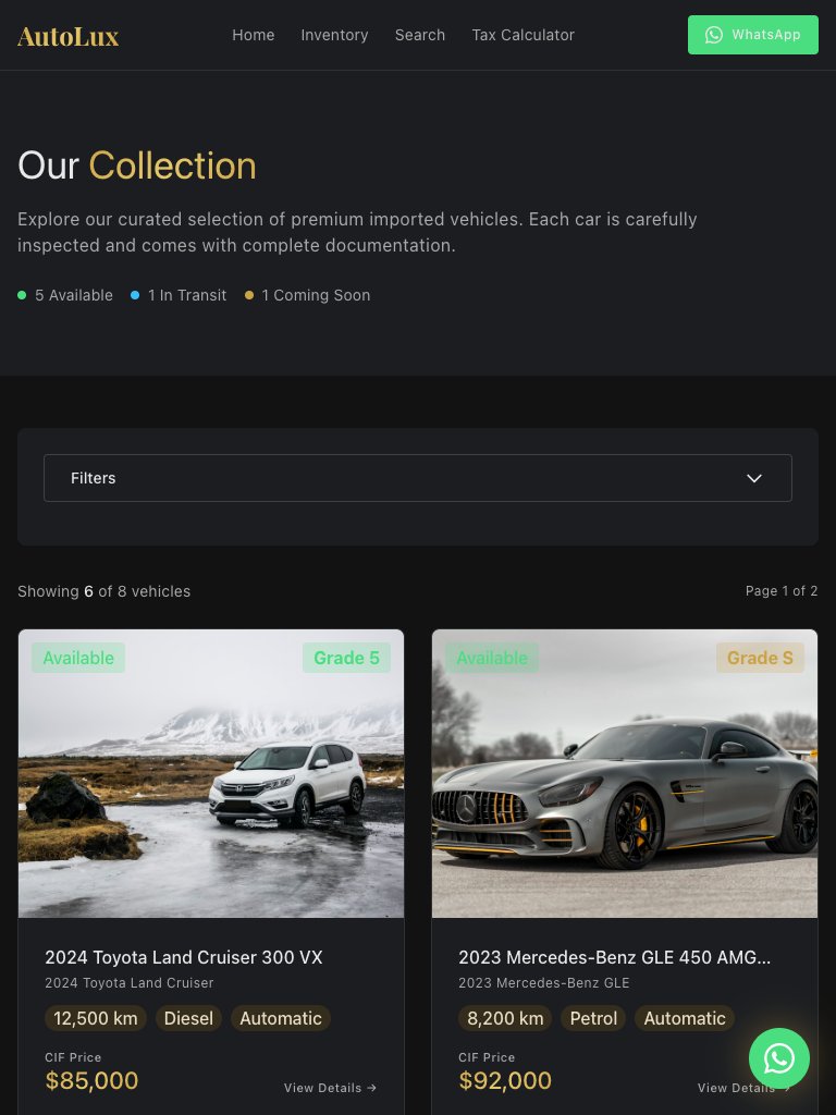 AutoLux Sri Lanka tablet view