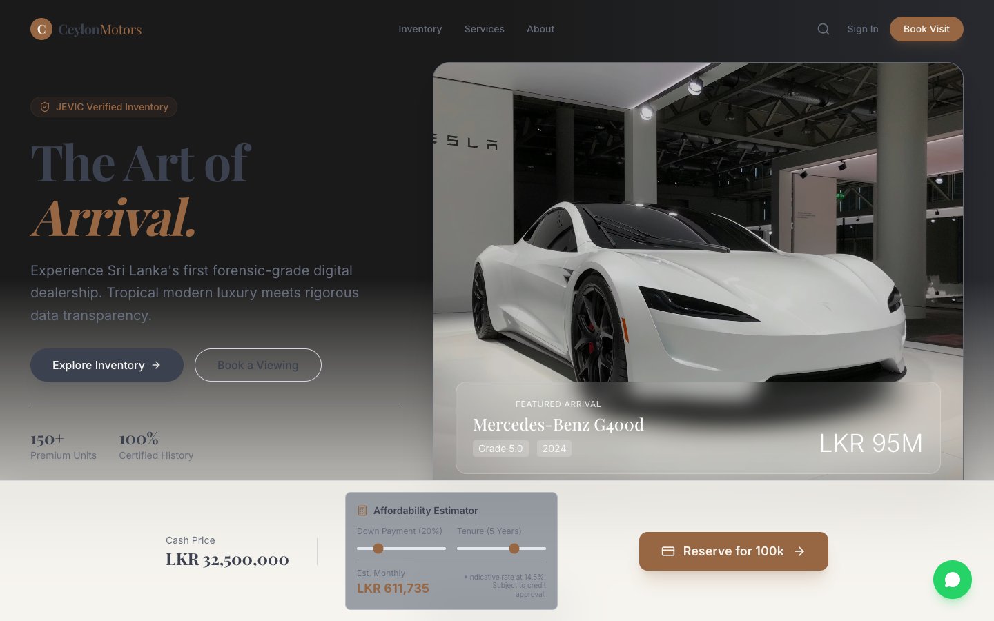 Ceylon Motors — Digital Dealership desktop view