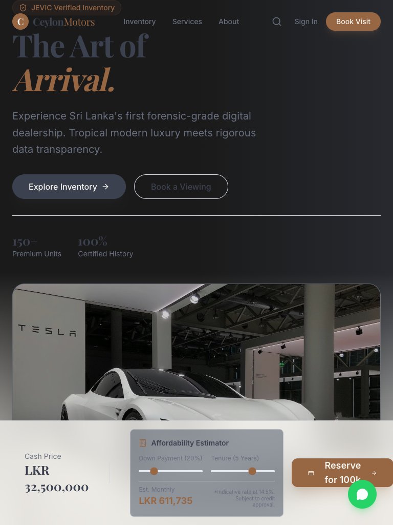 Ceylon Motors — Digital Dealership tablet view