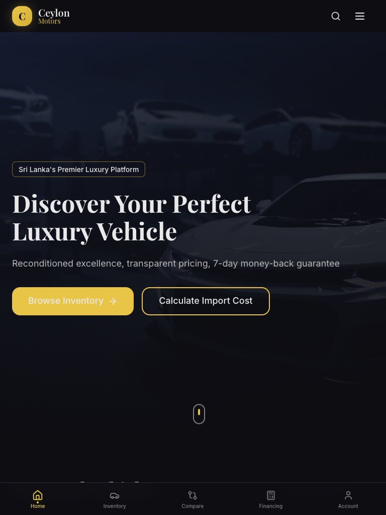 Ceylon Motors — Premium Reconditioned tablet view