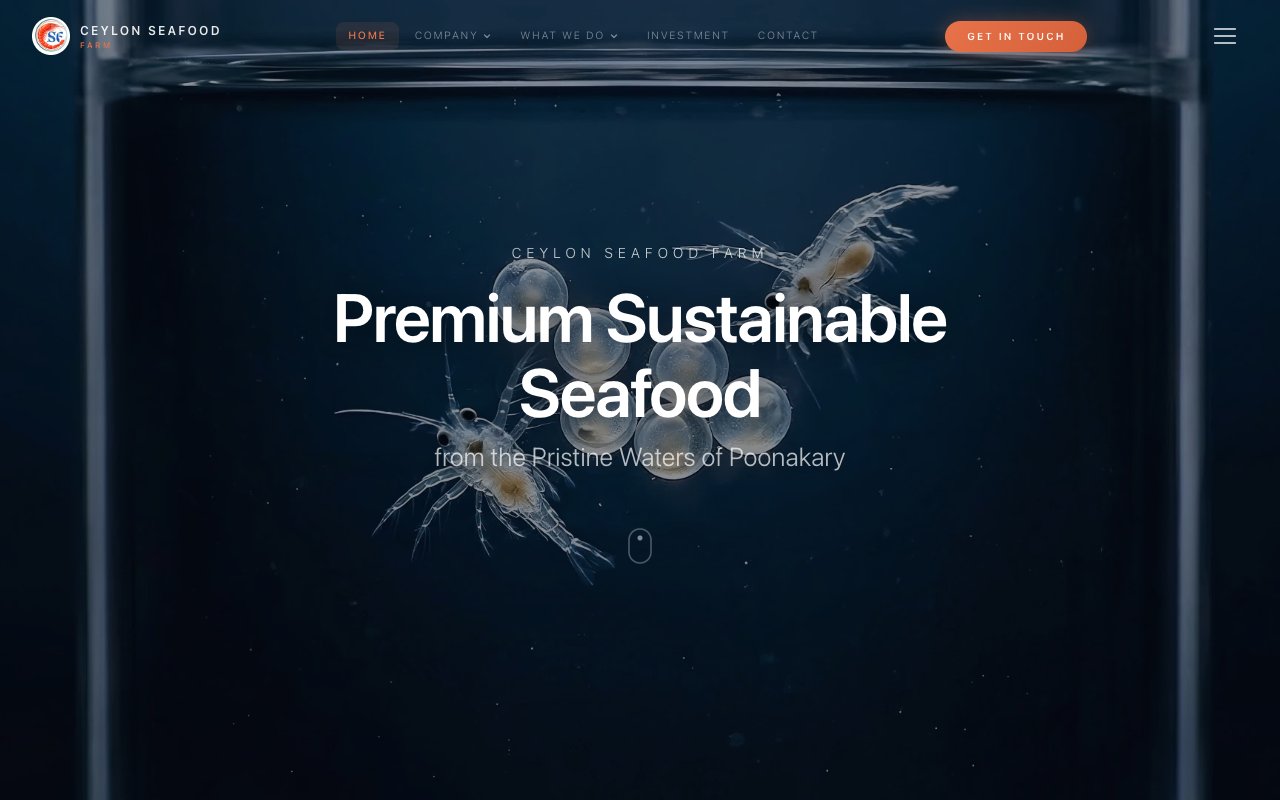 Ceylon Seafood Farm desktop view