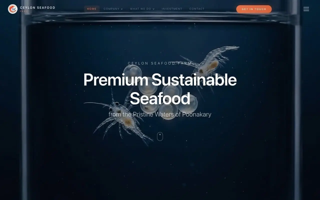 Ceylon Seafood Farm website screenshot