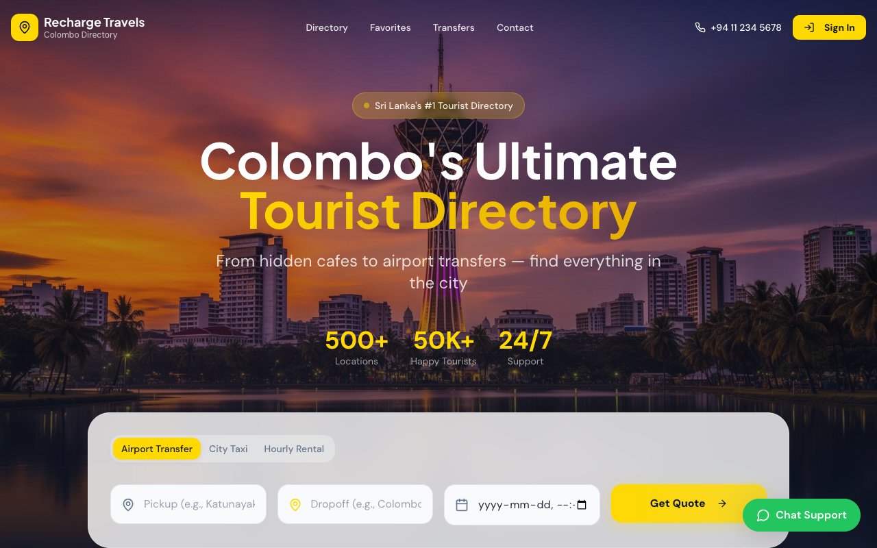 Colombo Travel Guide desktop view