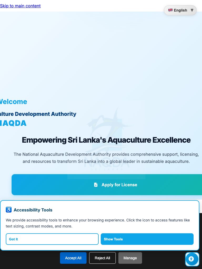 NAQDA โ Aquaculture Development Authority tablet view
