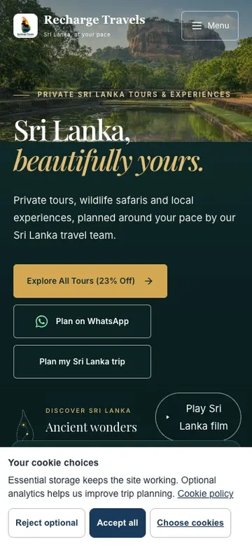 Recharge Travels app screen