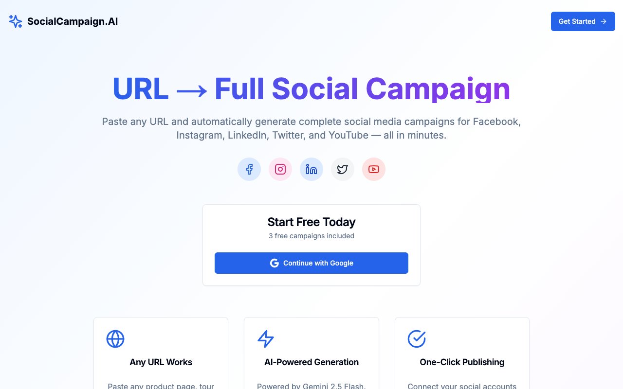 SocialCampaign.AI desktop view