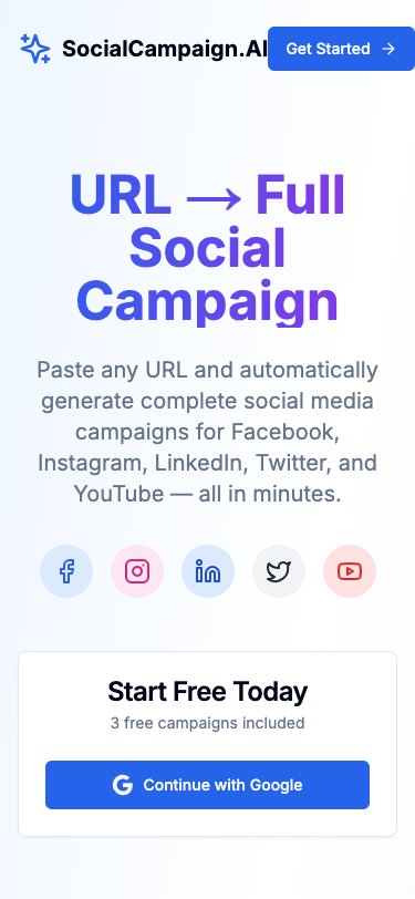 SocialCampaign.AI mobile view