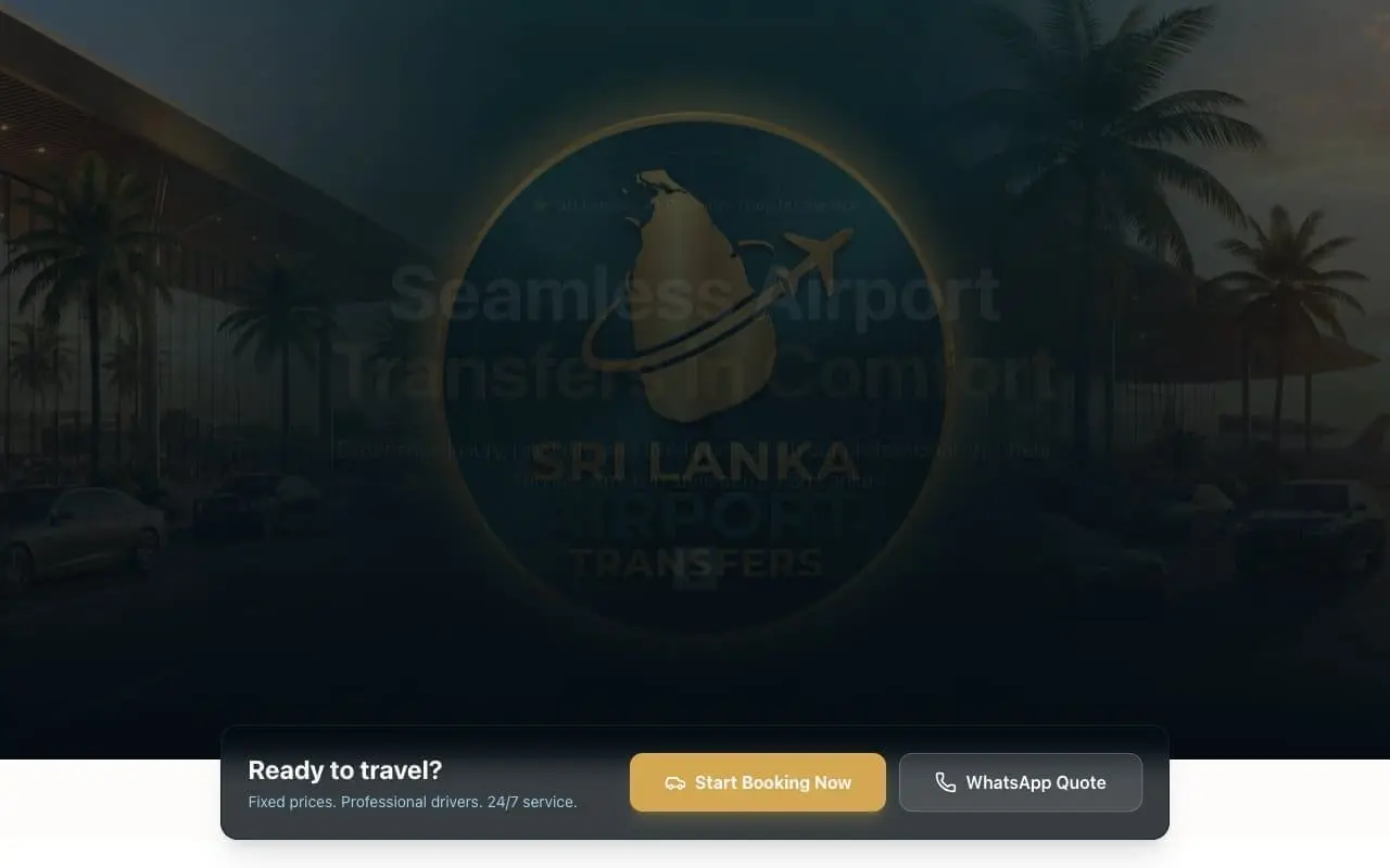 Sri Lanka Airport Transfers website screenshot